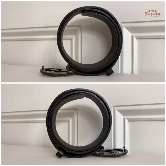 Authentic Gucci Dark Brown Calfskin Dark Bronze Interlocking G Buckle Belt 90/36 - Picture 9 of 13